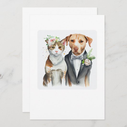 lustig ernst: Katzen- und Hundefutter, Aquarell Einladung (Vorne/Hinten)