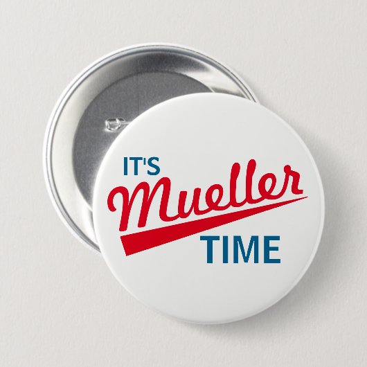 Lustig "es ist Mueller-Zeit " Button (Vorne & Hinten)