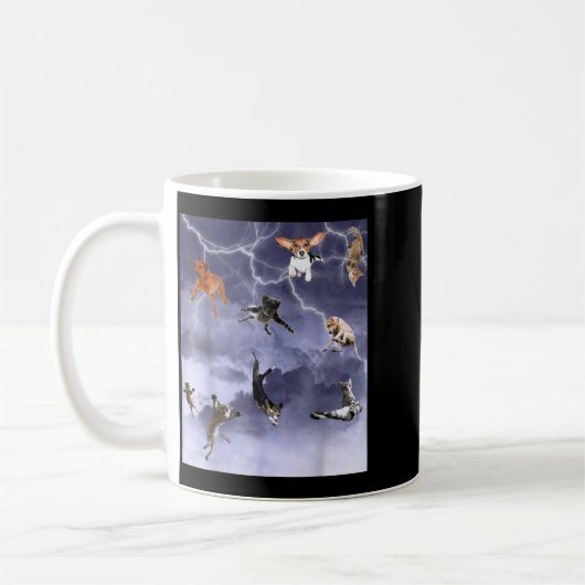 Lustig, es regnet Hunde und Katzen Kaffeetasse (Links)