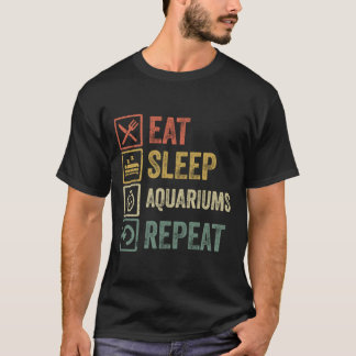 Lustig essen schlafen Aquarien wiederholen retro v T-Shirt