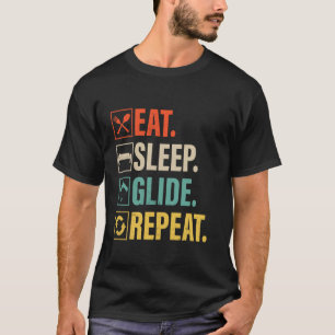 Lustig Essen Schlafen Gleiten Wiederholen Paraglid T-Shirt