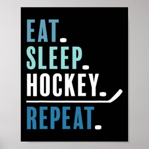 Lustig Essen Schlafen Hockey Wiederholen Eishockey Poster
