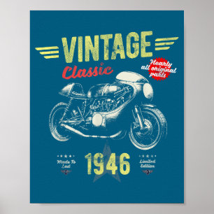 Lustig Geboren 1946 Vintage Retro Motorrad Poster