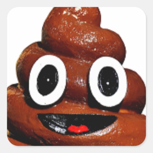 lustig gekackt Emoji Quadratischer Aufkleber (Vorderseite)