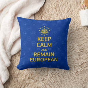 Lustig Gelb Blau Keep Calm Krone Europa Modern Kissen