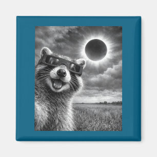 Lustig Grafik Waschbär Selfie Sonnenfinsternis Tie Magnet