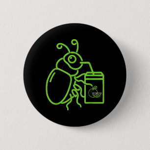 Lustig Halloween-Grafik Grüner Halloween-Käfer Button
