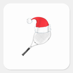 lustig hässliche Weihnachten Pullover Tennis santa Quadratischer Aufkleber