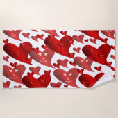 lustig, Herz, Herz, rot, Liebe, Valentin, glänzend Strandtuch (Vorderseite)