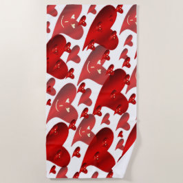 lustig, Herz, Herz, rot, Liebe, Valentin, glänzend Strandtuch