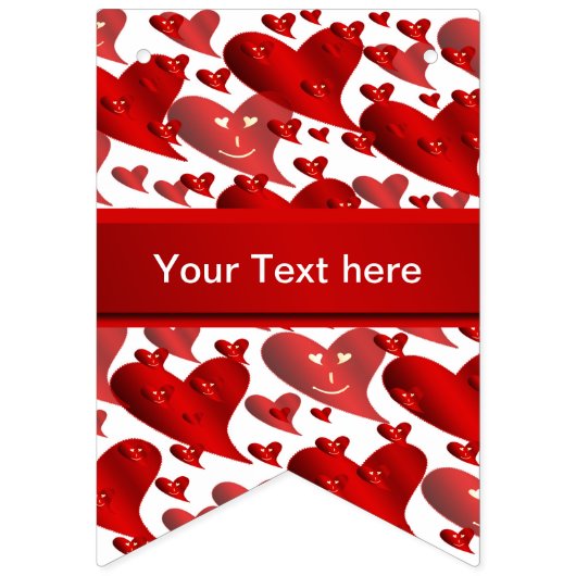 lustig, Herz, Herz, rot, Liebe, Valentin, glänzend Wimpelkette (Zweite Fahne)