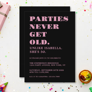 Lustig Humorvoller 50. Geburtstag Schwarz und Rosa Einladung