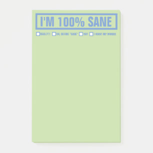 Lustig "ich bin 100% gesundes" 4" x6 " post-it klebezettel