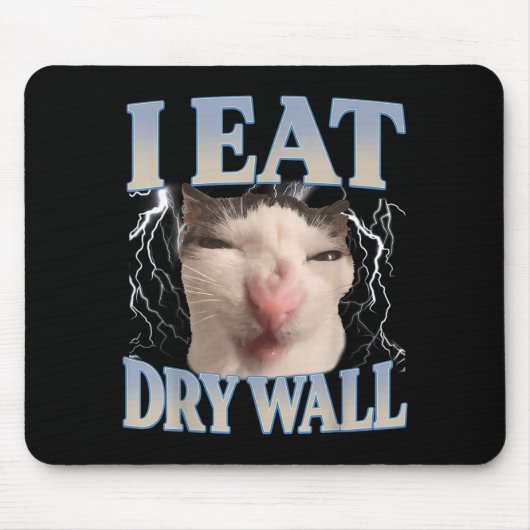 Lustig Ich Esse Trockenbau Dummes Katzen Meme Männ Mousepad (Vorne)