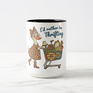 Lustig, ich gehe lieber zum Second-Hand-Shopping Zweifarbige Tasse