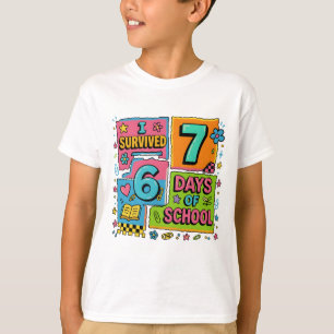 Lustig ich habe 76 Tage Schule überlebt Bunter Leh T-Shirt