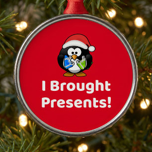 Lustig, ich habe Geschenke mitgebracht! Pinguin Ornament Aus Metall