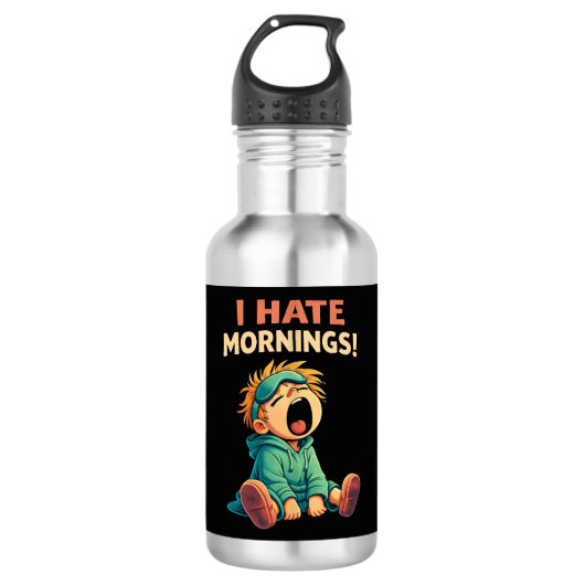 Lustig, ich hasse Morgenmüdigkeit Edelstahlflasche (Vorderseite)