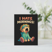 Lustig, ich hasse Morgenmuffel Postkarte (Stehend Vorderseite)