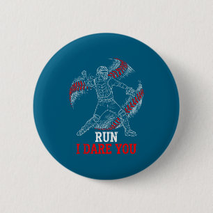 Lustig Ich Laufe Du Wagst Baseballspieler Fänger Button