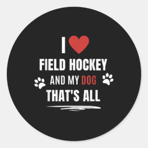Lustig, ich liebe Feldhockey und mein Hund liebt m Runder Aufkleber