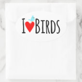Lustig, ich liebe Vögel Ovaler Aufkleber (Tasche)