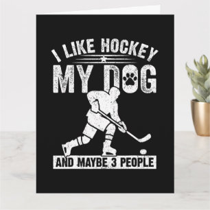 Lustig Ich mag Hockey meinen Hund und vielleicht 3 Karte