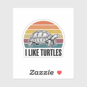 Lustig Ich mag Schildkröten Vintage Gravur T-Shirt Aufkleber
