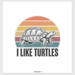 Lustig Ich mag Schildkröten Vintage Gravur T-Shirt Aufkleber