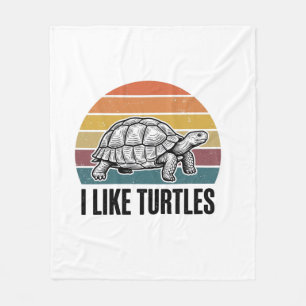 Lustig Ich mag Schildkröten Vintage Gravur T-Shirt Fleecedecke