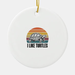Lustig Ich mag Schildkröten Vintage Gravur T-Shirt Keramik Ornament