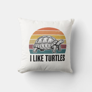 Lustig Ich mag Schildkröten Vintage Gravur T-Shirt Kissen