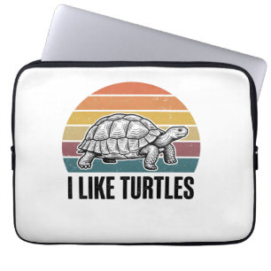 Lustig Ich mag Schildkröten Vintage Gravur T-Shirt Laptopschutzhülle
