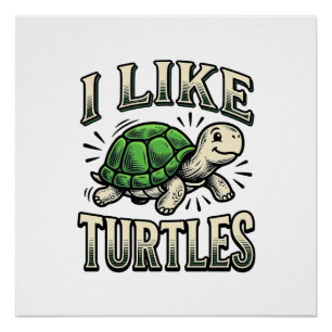 Lustig Ich mag Schildkröten Vintage Schildkröte-Sh Poster