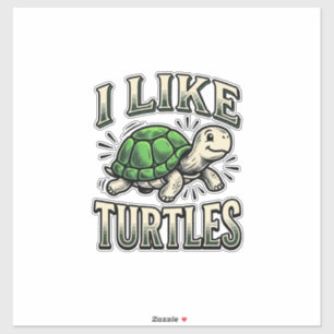 Lustig, ich mag Schildkröten Vintage-Schildkröten- Aufkleber