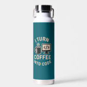 Lustig Ich verwandle Kaffee in Code Trinkflasche (Vorne)