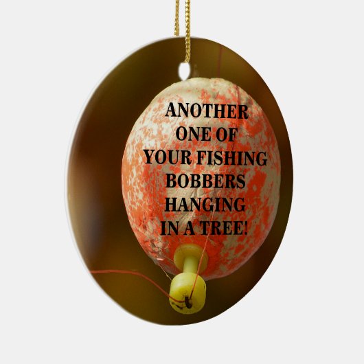 Lustig Ihr FischenBobber, der in einem Baum hängt Keramik Ornament (Rechts)