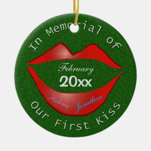 Lustig im Denkmal unseres ersten Kusses Keramik Ornament (Vorne)