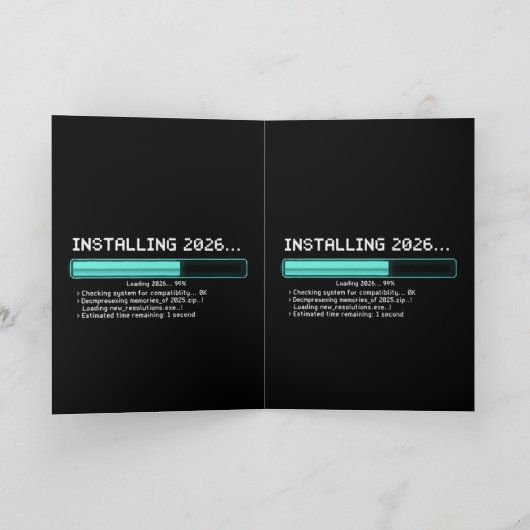 Lustig Installieren 2026 Neujahr Geek Retro Laden Karte (Innenseite)