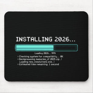 Lustig Installieren 2026 Neujahr Geek Retro Laden Mousepad