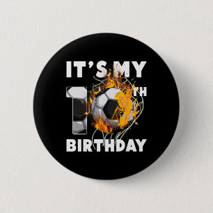 Lustig ist mein 10. Geburtstag 10 Jahre alt Fußbal Button