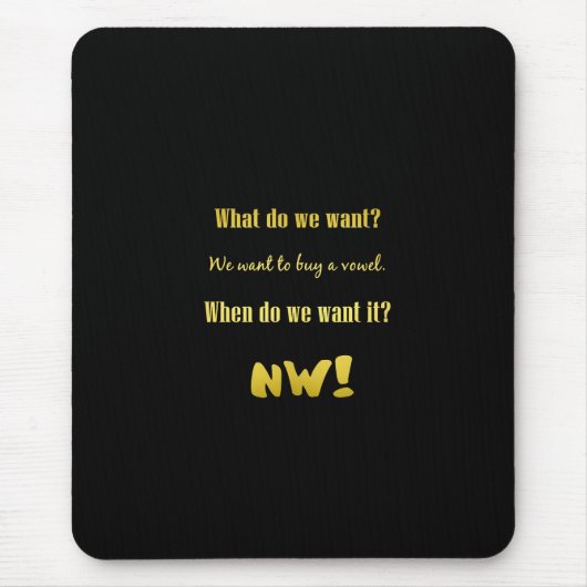 Lustig Kaufe einen Vokal — Jetzt! Mousepad (Vorne)