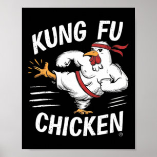 Lustig Kung Fu Huhn Karate Hahn Frauen Männer Chi Poster