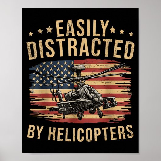 Lustig Leicht abgelenkt durch Apache-Hubschrauber  Poster (Vorne)