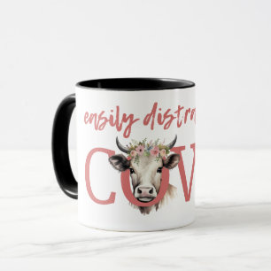 Lustig LEICHT ABGELENKT VON KÜHEN Vintage Floral Tasse