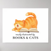 Lustig Leicht ablenkbar durch Bücher & Katzen Poster (Vorne)