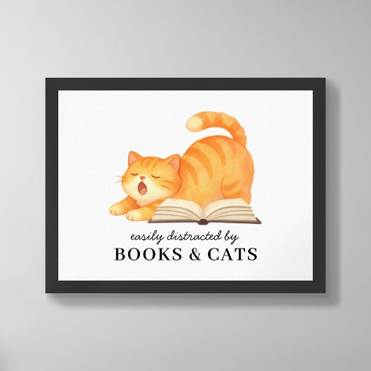 Lustig Leicht ablenkbar durch Bücher & Katzen Poster