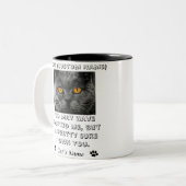 lustig Liebes Katzen, Personalisiertes Foto und Na Zweifarbige Tasse (Vorderseite Links)