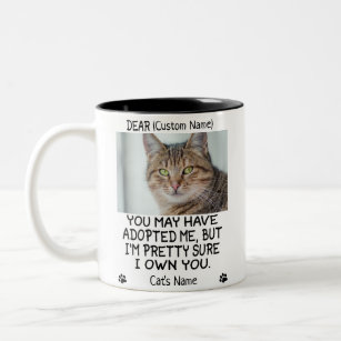 lustig Liebes Katzen, Personalisiertes Foto und Na Zweifarbige Tasse