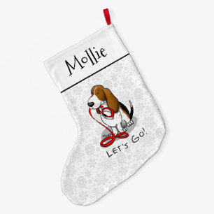 Lustig Los geht's! Basset Hound spazieren führen ( Großer Weihnachtsstrumpf